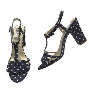 Seychelles Black Dotted Fabric Sandals 7.5